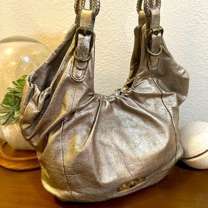 Elliott Lucca XL Metallic Leather Hobo Bag/Shoulder Bag